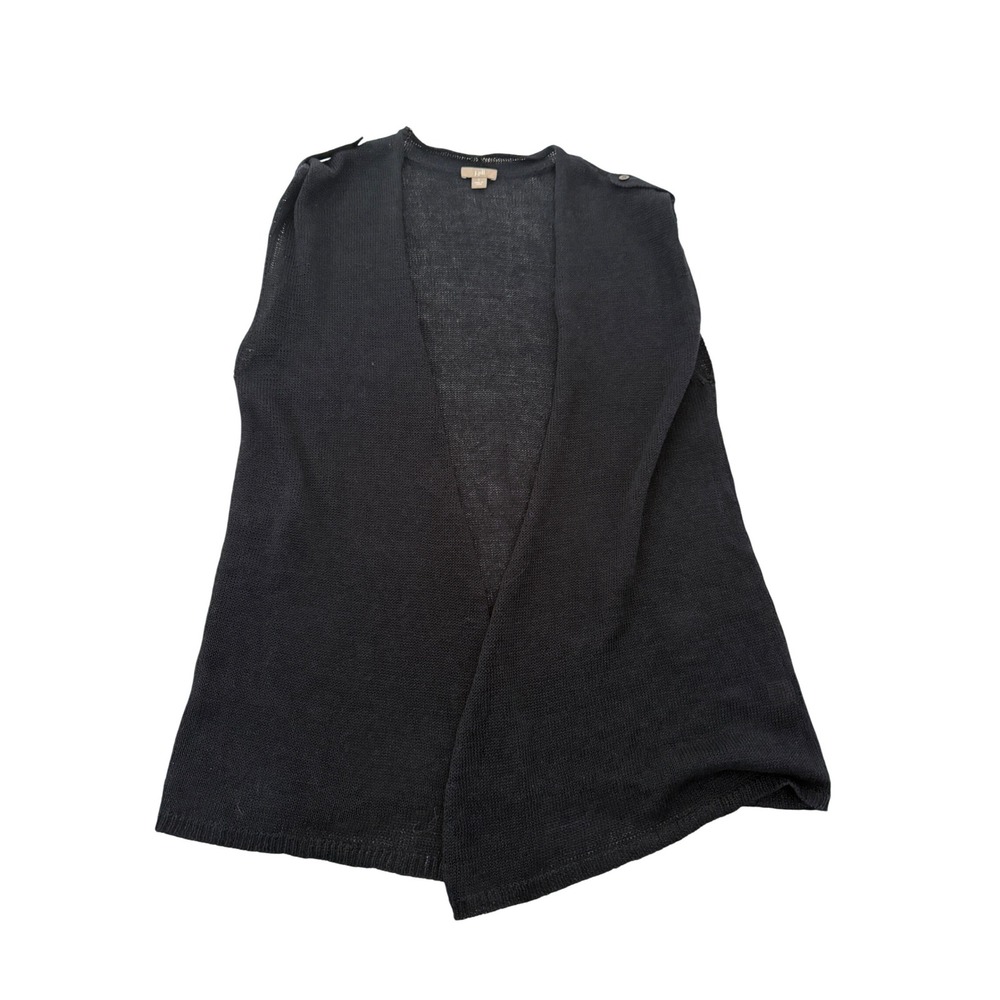 J Jill Womens Navy Blue Linen Blend Knit Vest Size L Coastal Beach Mature - Picture 3 of 7